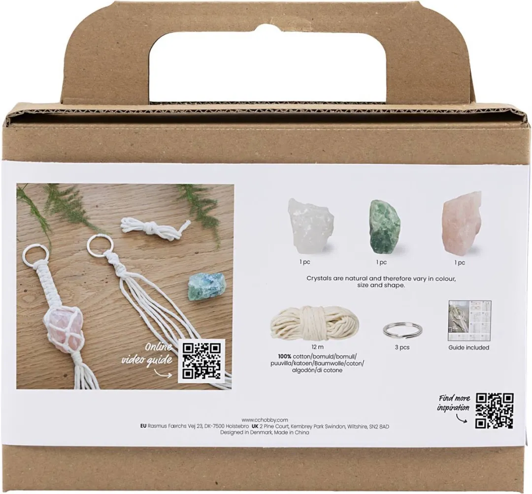 Creativ Company Mini Hobbyset Macramé Sleutelhangers - 3 Stuks