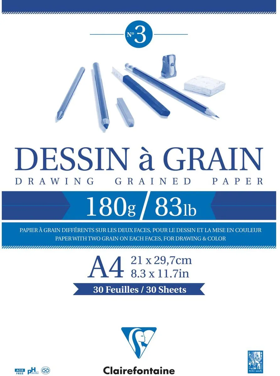 Clairefontaine Drawing Gekreukt Papier 180g A4 - Wit