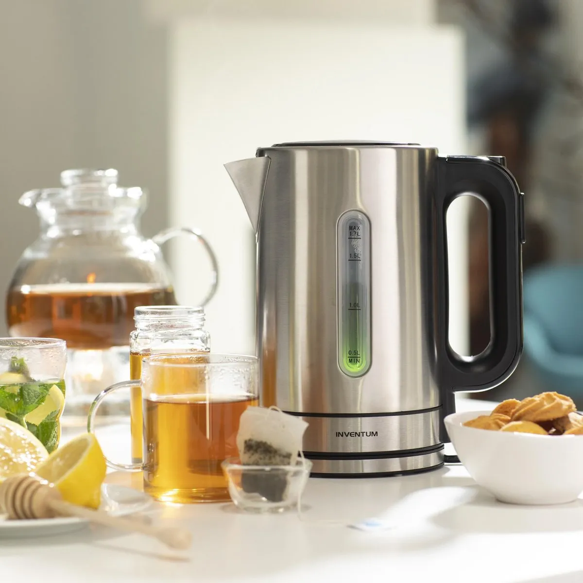 Inventum HW817D Waterkoker 1,7L - 2200W - Roestvrijstaal/Zwart
