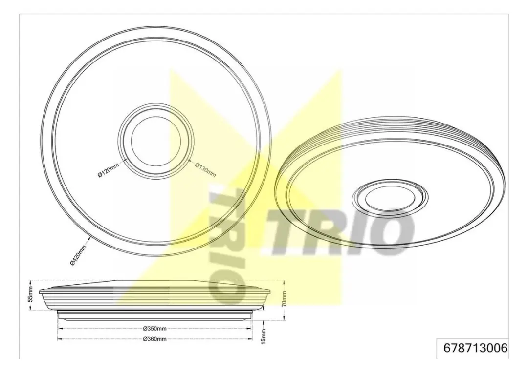 Trio Osaka LED Plafondlamp - 3100lm - Chroom - afbeelding 2 van 6