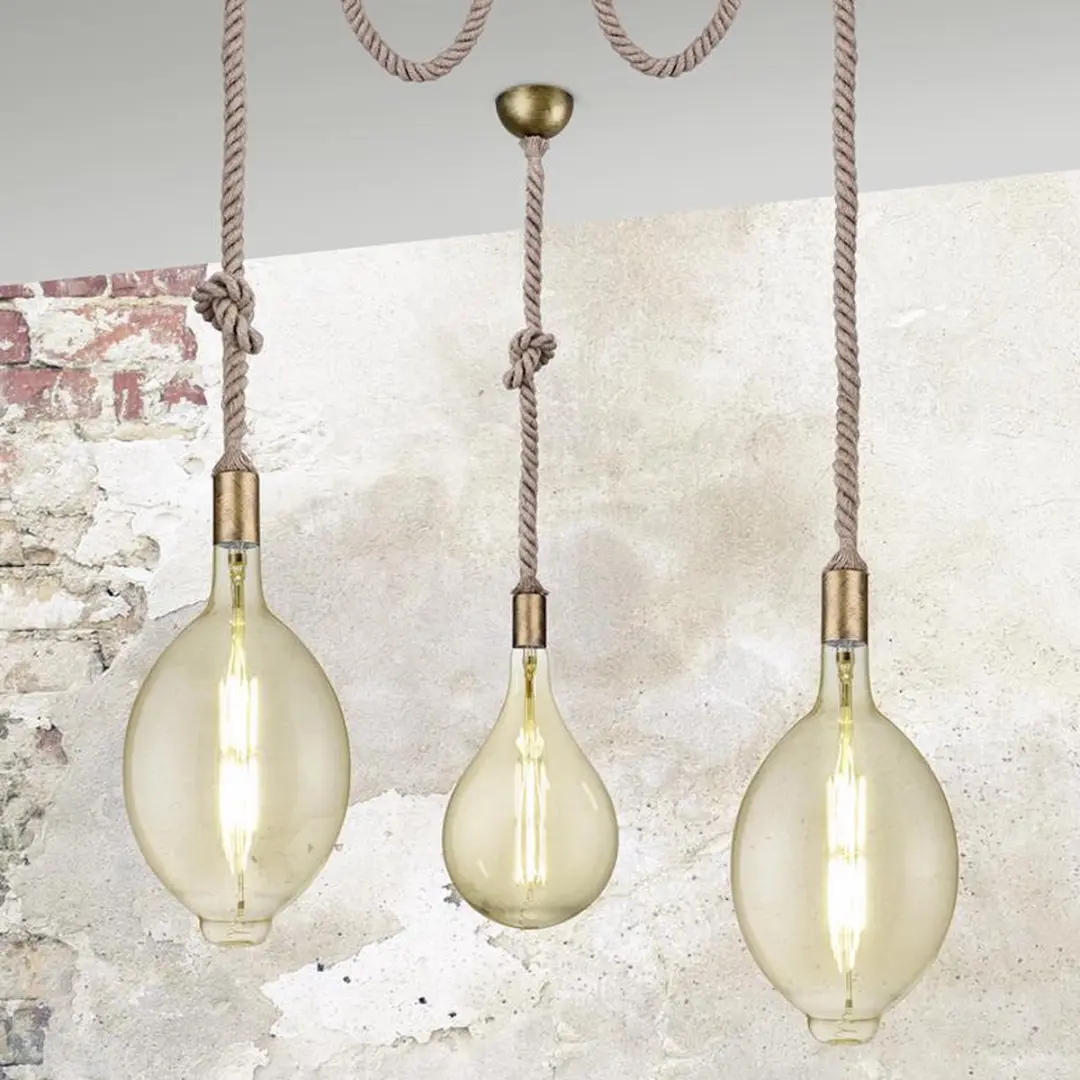 Trio Rope 310100104 Hanglamp - Antiek messing - afbeelding 6 van 6