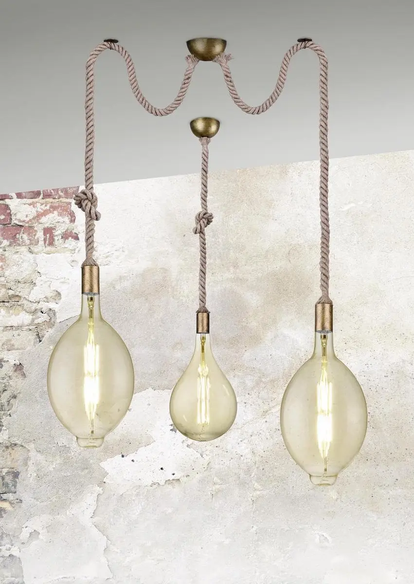 Trio Rope 310100104 Hanglamp - Antiek messing - afbeelding 5 van 6