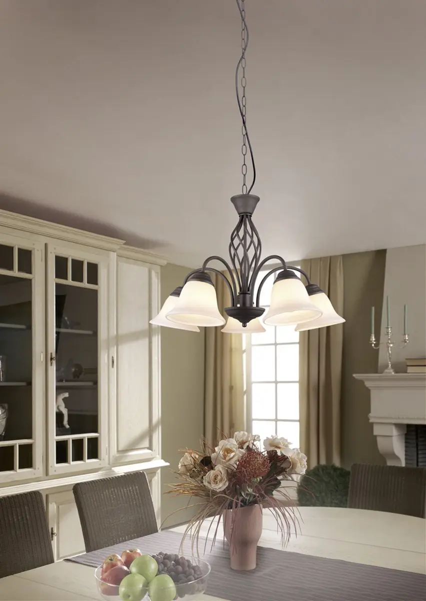 TRIO Rustica Hanglamp - 5-lamps - Roestkleur - afbeelding 5 van 5