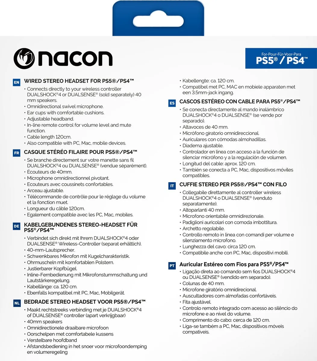 Nacon Stereo Gaming Headset V1 PS5/PS4 - Zwart - afbeelding 6 van 6