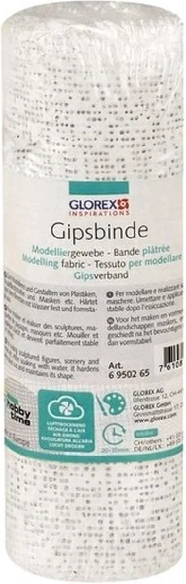 Glorex Hobby Keratex Gipsverband 3x 2m x 16cm - Wit