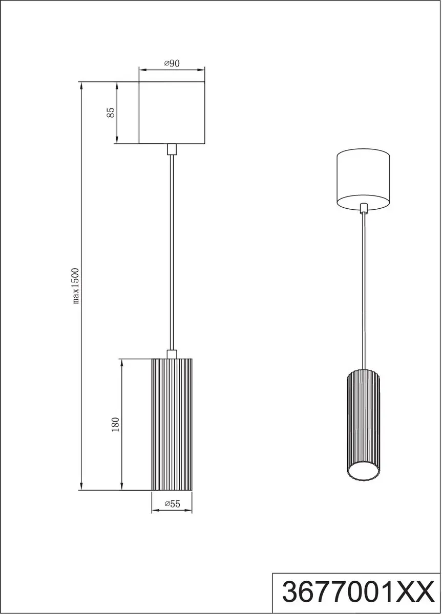 TRIO Soka 367700165 Hanglamp - Ø9cm - Mokka - afbeelding 4 van 6
