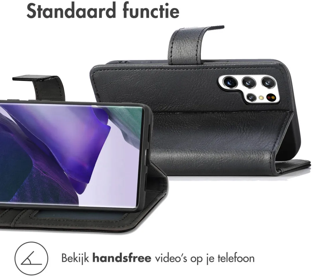 imoshiion Hoesje Samsung Galaxy S22 Ultra - 3 Pasjes - Zwart