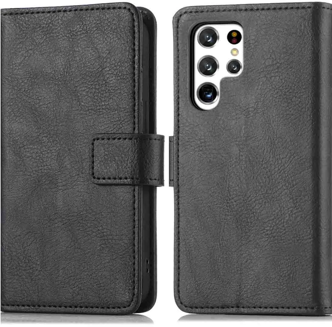imoshiion Hoesje Samsung Galaxy S22 Ultra - 3 Pasjes - Zwart