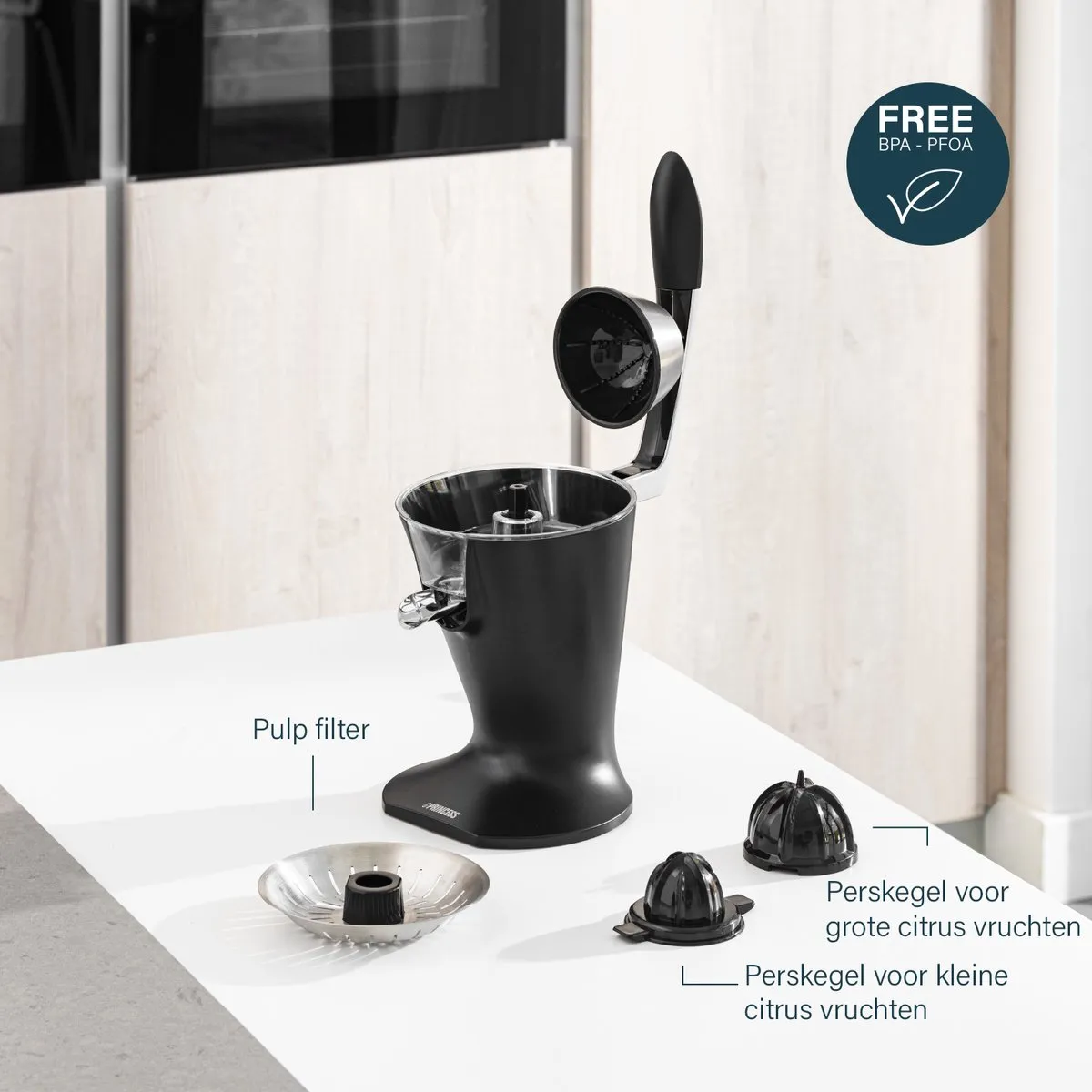 Princess 201857 Elektrische Citruspers - Juicer - Zwart - 300 Watt - RVS Pulpfilter