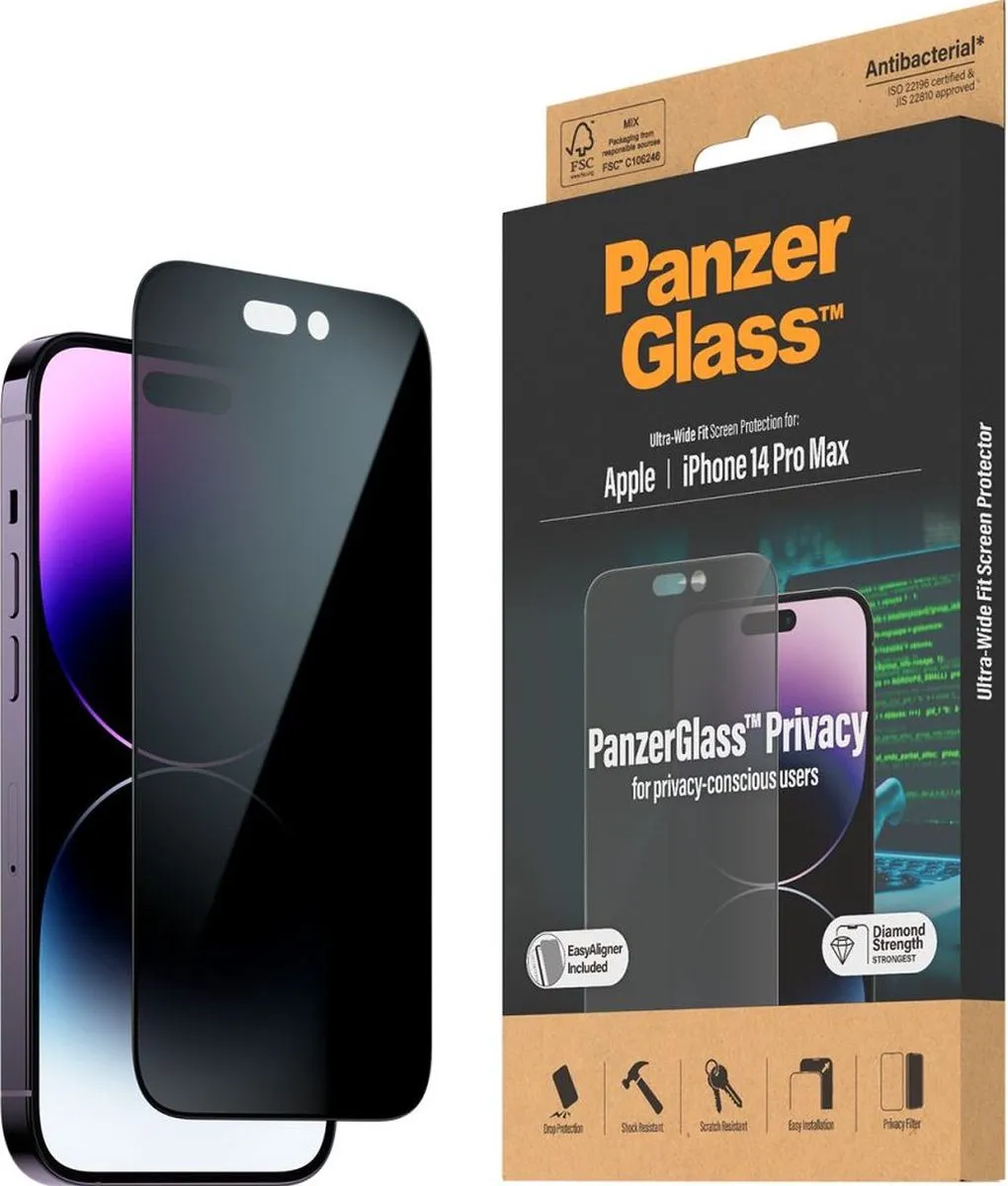 PanzerGlass Ultra-Wide Fit iPhone 14 Pro Max Screenprotector Privacy - 1 Stuk