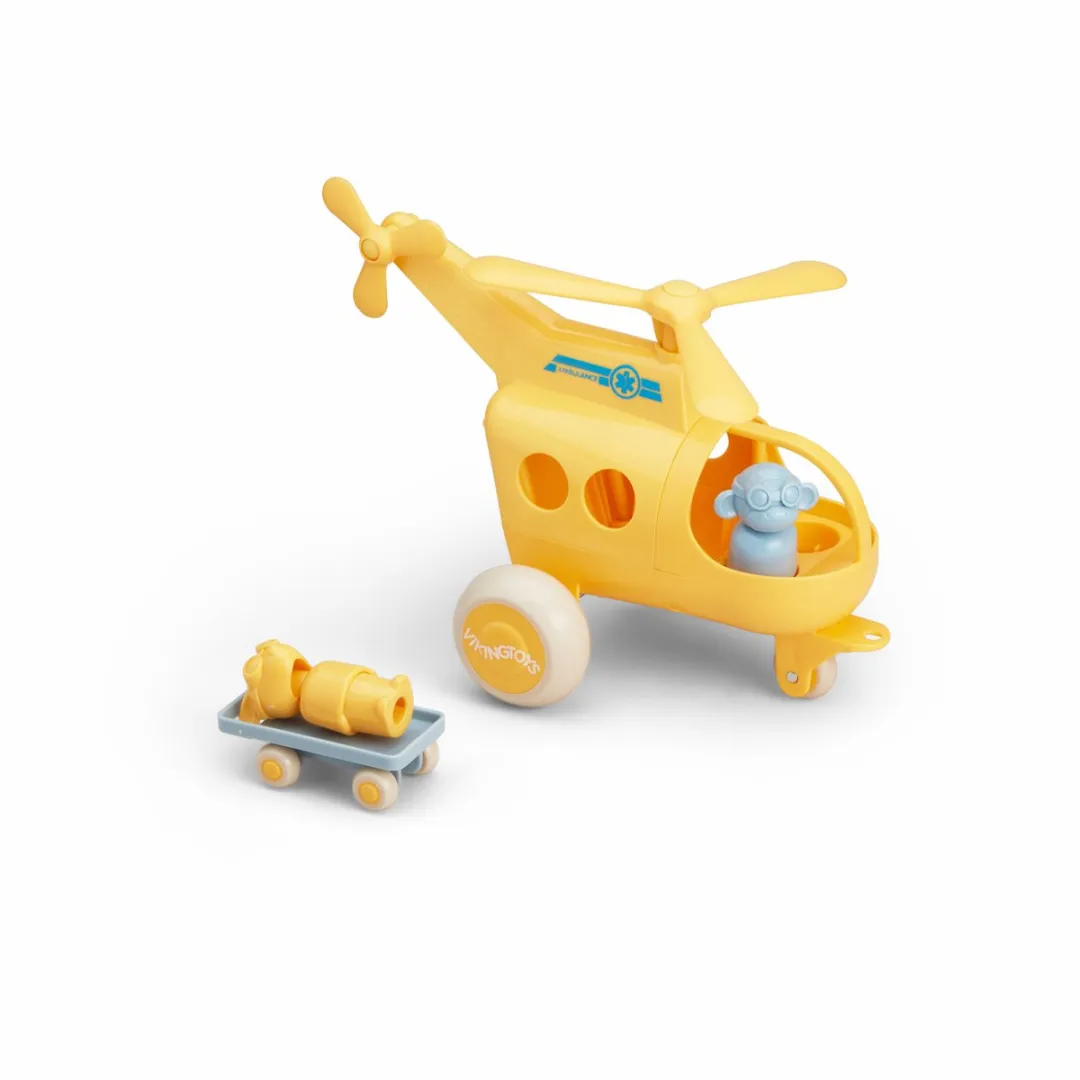 Viking Toys RE:LINE - Ambulance Helikopter - De Speelset Bevat Een Helikopter Van 30 Cm, 2 Speelfiguren En 1 Brancard - Gemaakt Van 100% Gerecycled Plastic - Geschikt Vanaf 1 Jaar