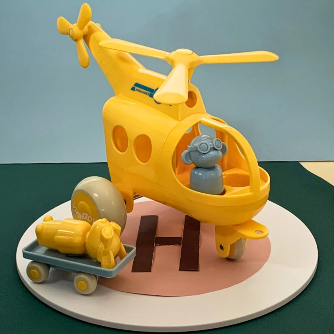Viking Toys RE:LINE - Ambulance Helikopter - De Speelset Bevat Een Helikopter Van 30 Cm, 2 Speelfiguren En 1 Brancard - Gemaakt Van 100% Gerecycled Plastic - Geschikt Vanaf 1 Jaar