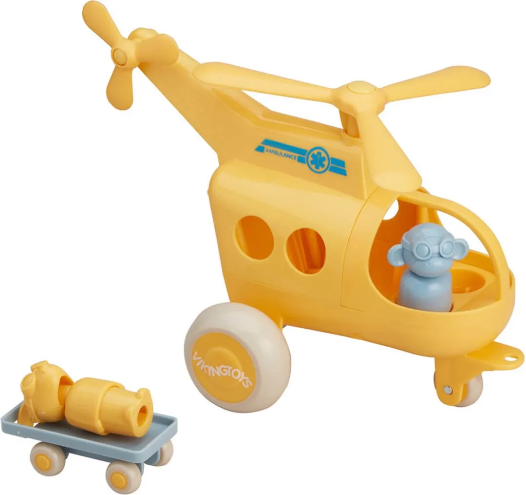Viking Toys RE:LINE - Ambulance Helikopter - De Speelset Bevat Een Helikopter Van 30 Cm, 2 Speelfiguren En 1 Brancard - Gemaakt Van 100% Gerecycled Plastic - Geschikt Vanaf 1 Jaar