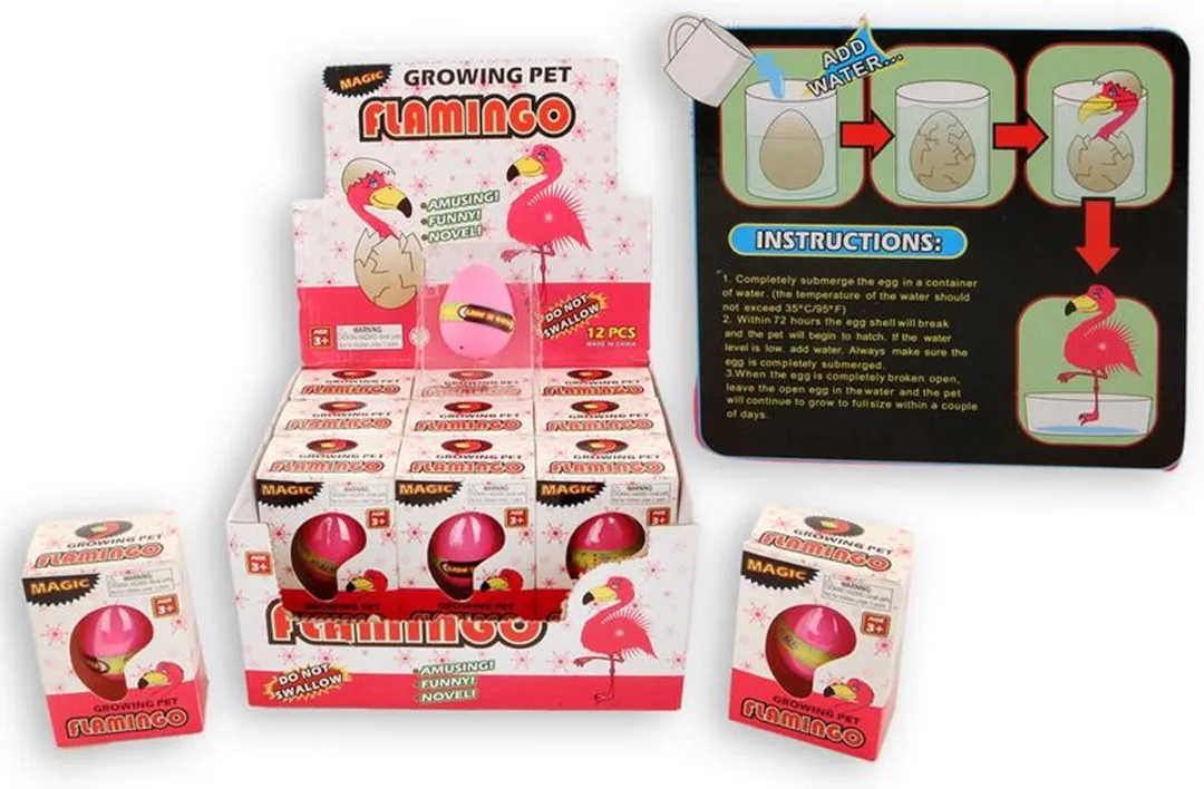 Jonotoys Groei-ei Flamingo Meisjes 6cm - Roze