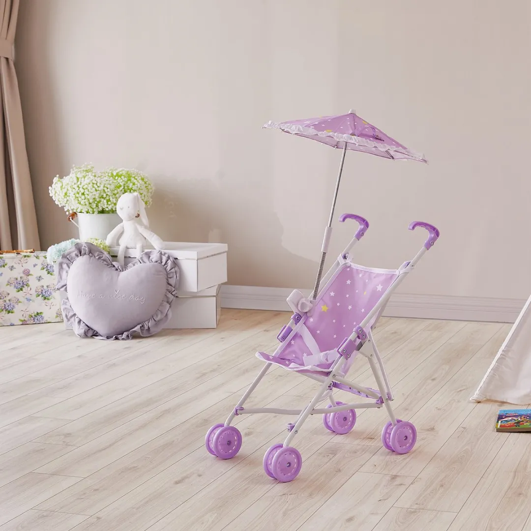 Teamson Kids Poppenwagen OL-00005 - Paars/Wit