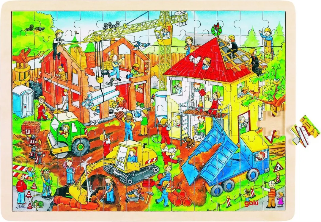 Goki Bouwplaats Puzzle 96 Stuks - Multi Kleuren