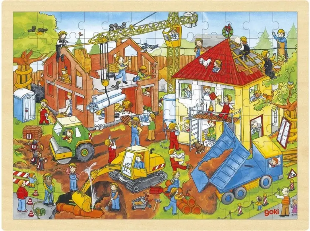 Goki Bouwplaats Puzzle 96 Stuks - Multi Kleuren