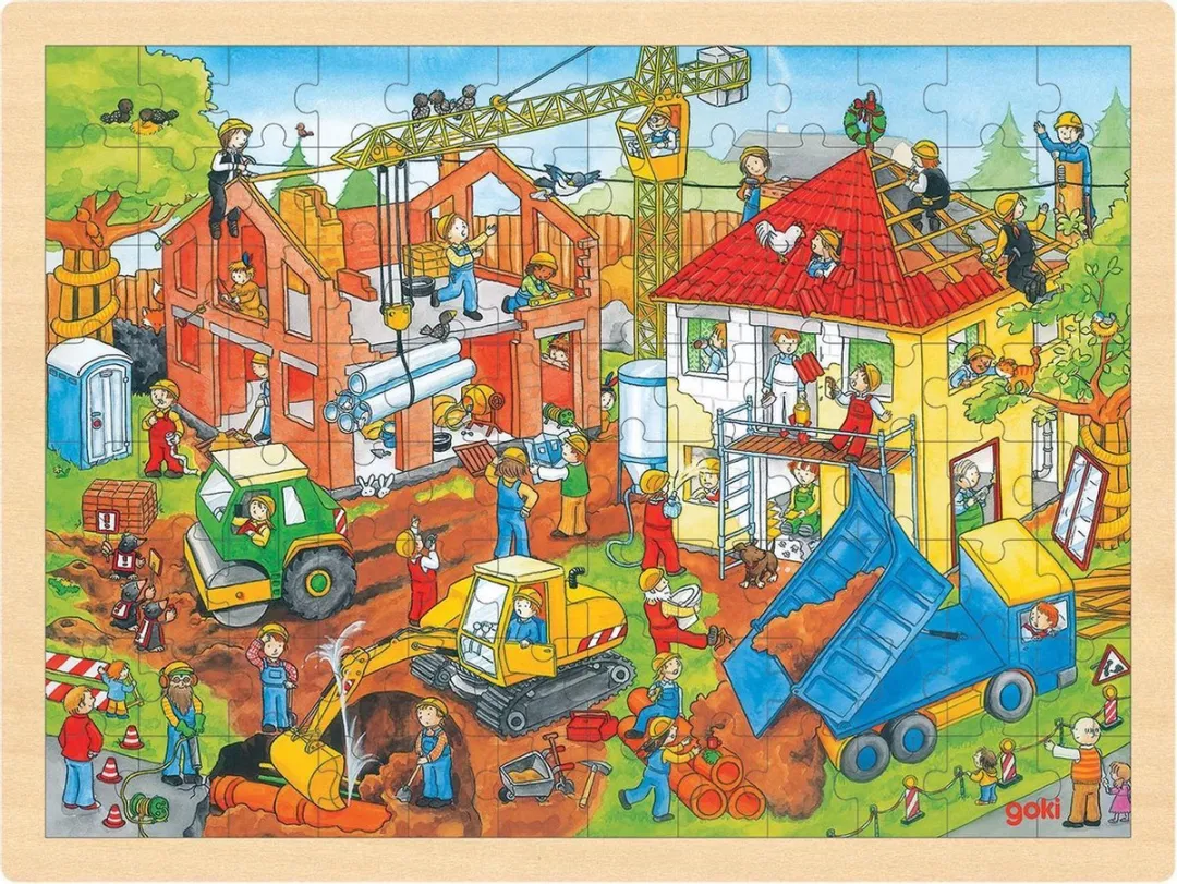 Goki Bouwplaats Puzzle 96 Stuks - Multi Kleuren