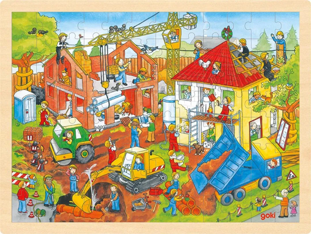 Goki Bouwplaats Puzzle 96 Stuks - Multi Kleuren