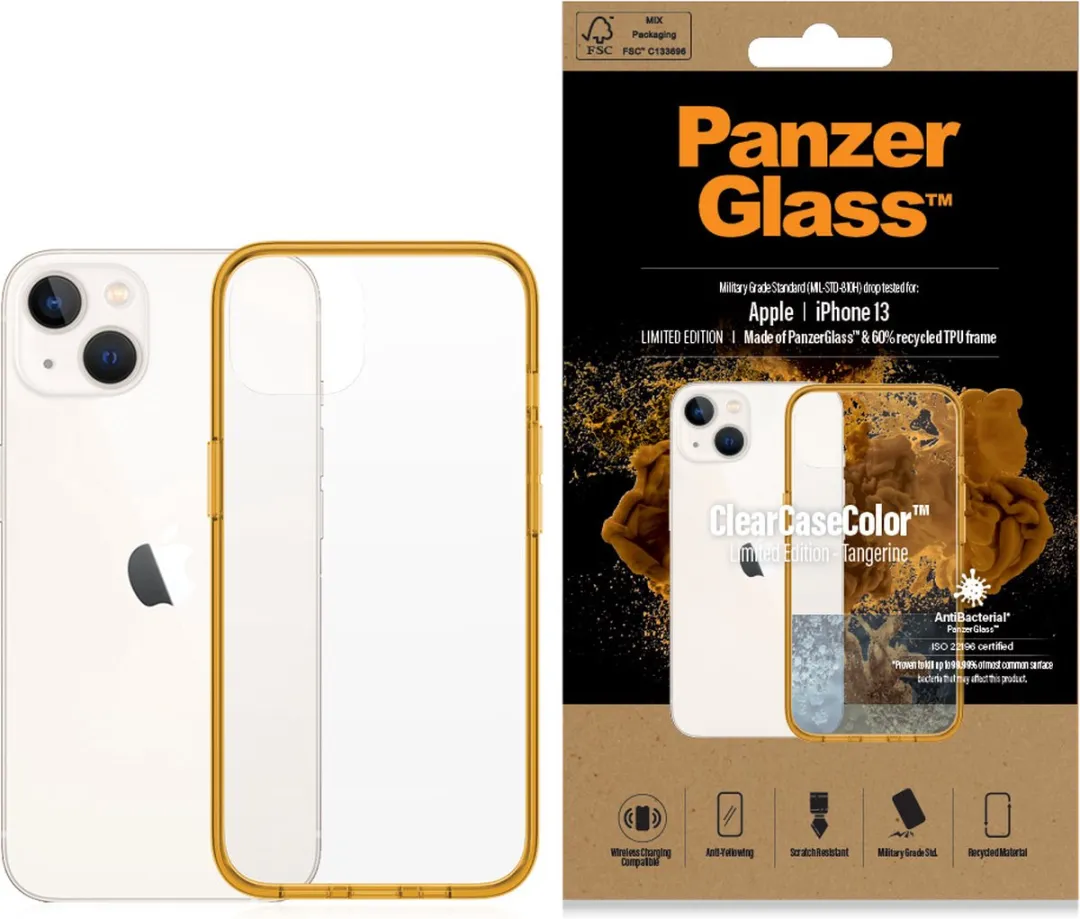 PanzerGlass ClearCase Hoesje iPhone 13/14 PZ-0333 - Oranje - afbeelding 6 van 6