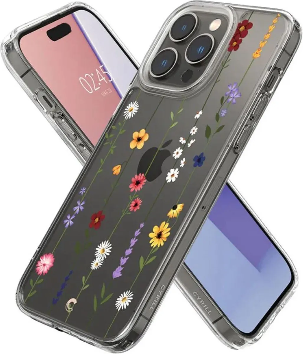 Spigen Cecile Hoesje iPhone 14 Pro Max - Flower Garden - Transparant