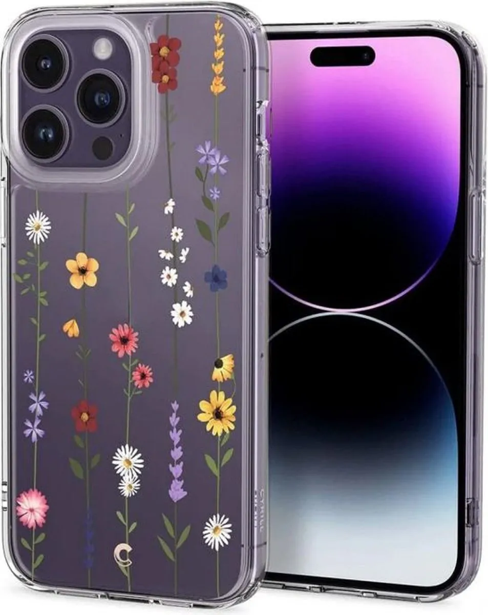 Spigen Cecile Hoesje iPhone 14 Pro Max - Flower Garden - Transparant