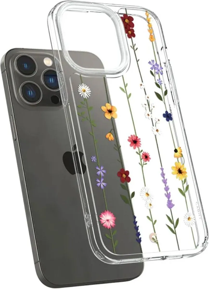 Spigen Cecile Hoesje iPhone 14 Pro Max - Flower Garden - Transparant