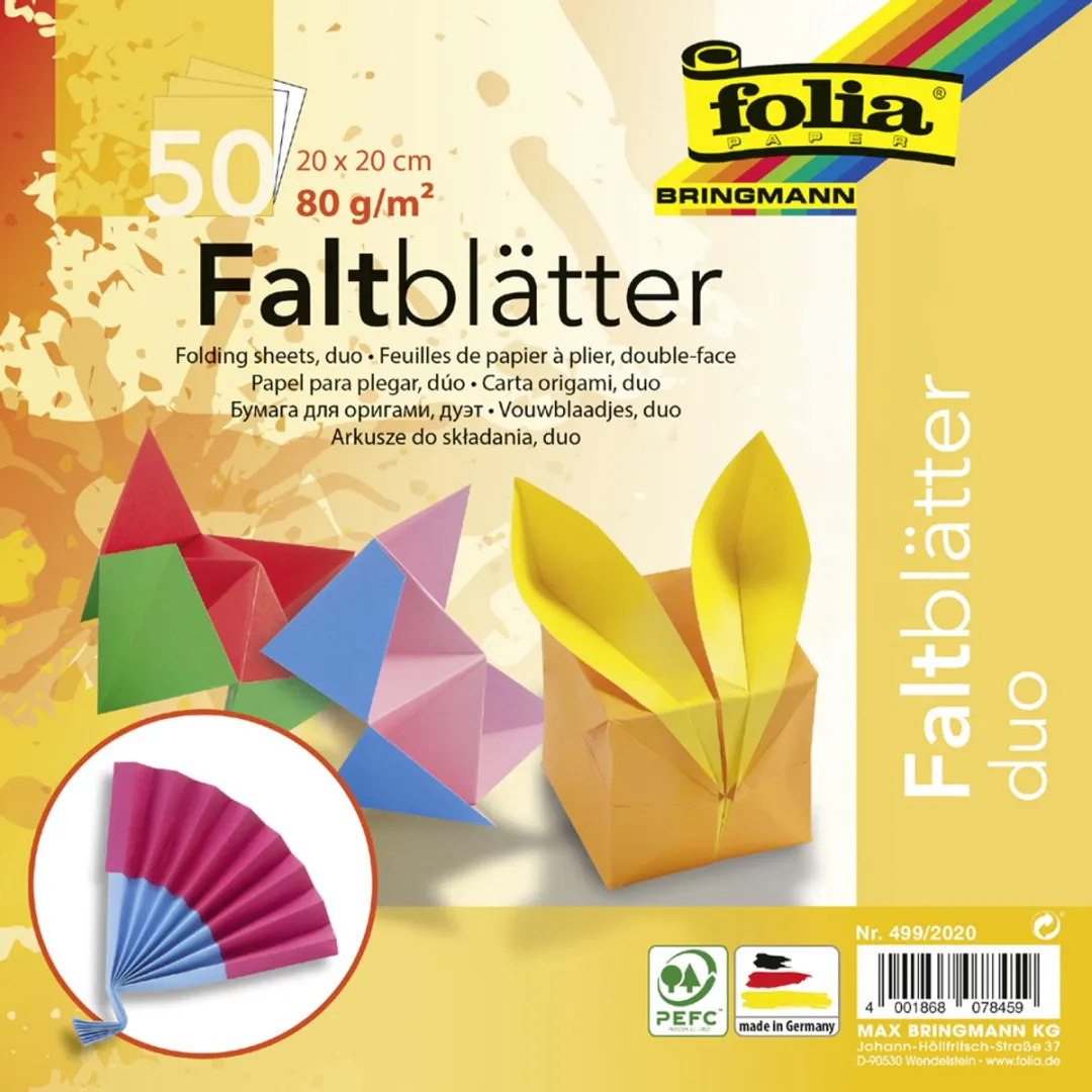 Folia Vouwblaadjes 80gr 15x15cm - 50 Stuks - 10 Kleuren