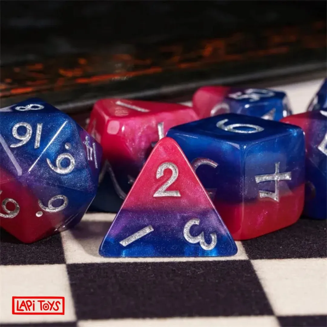 Lapi Toys D&D Dice Set Blauw/Roze - 7-delig