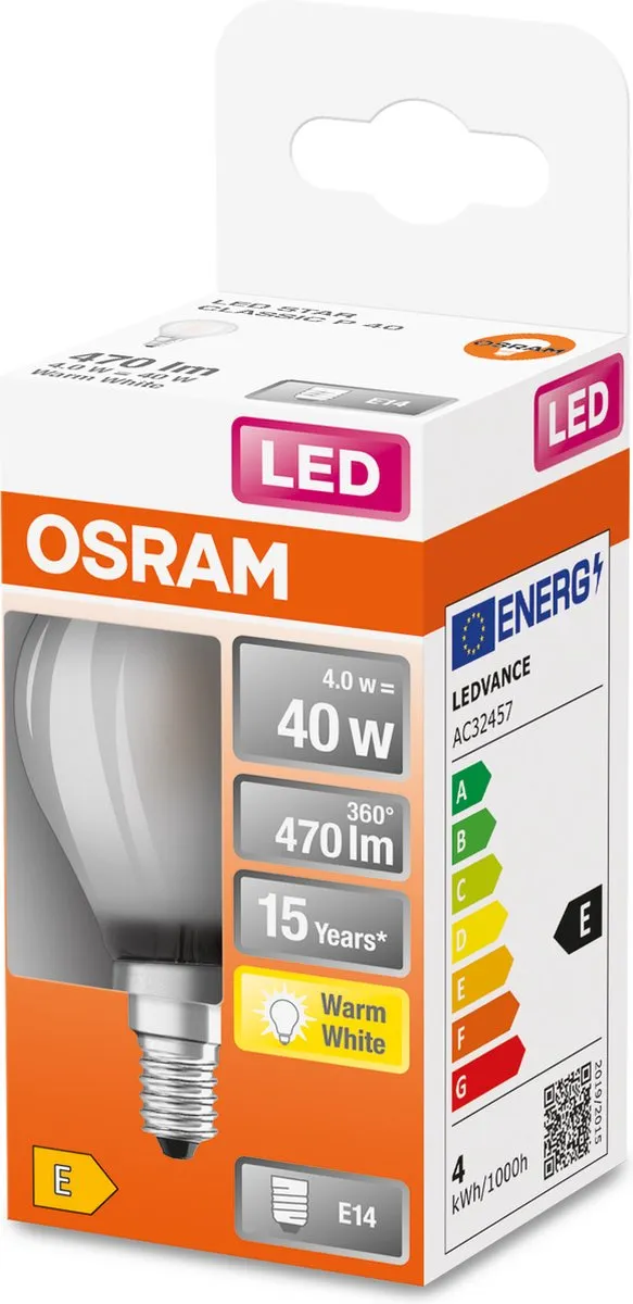 Osram LED-lamp E14 4W Warmwit Mat - 2700K
