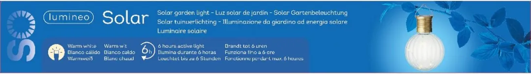 Lumineo Solar led hanglamp - zonne-energie - kunststof - warm wit