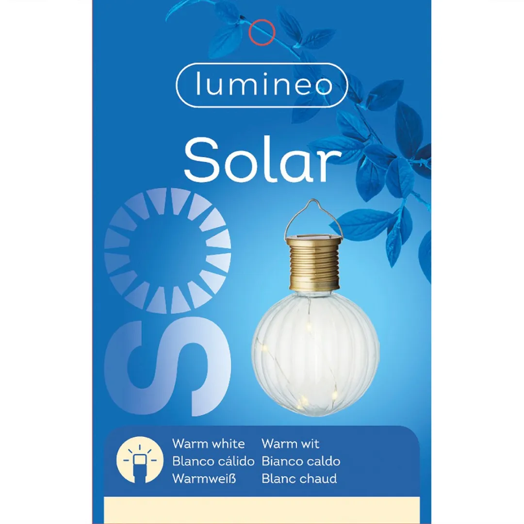 Lumineo Solar led hanglamp - zonne-energie - kunststof - warm wit