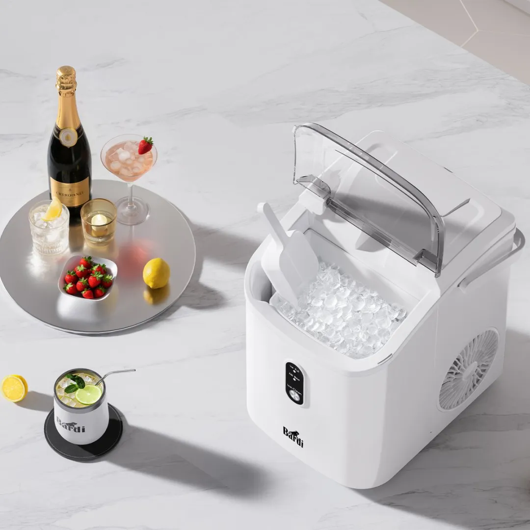 Bardi 1.1 Nugget IJsblokjesmachine Rond – Met Luxe Thermosbeker – Wit