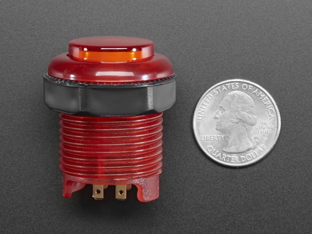 Adafruit Arcade Button met LED 30mm - Translucent Rood
