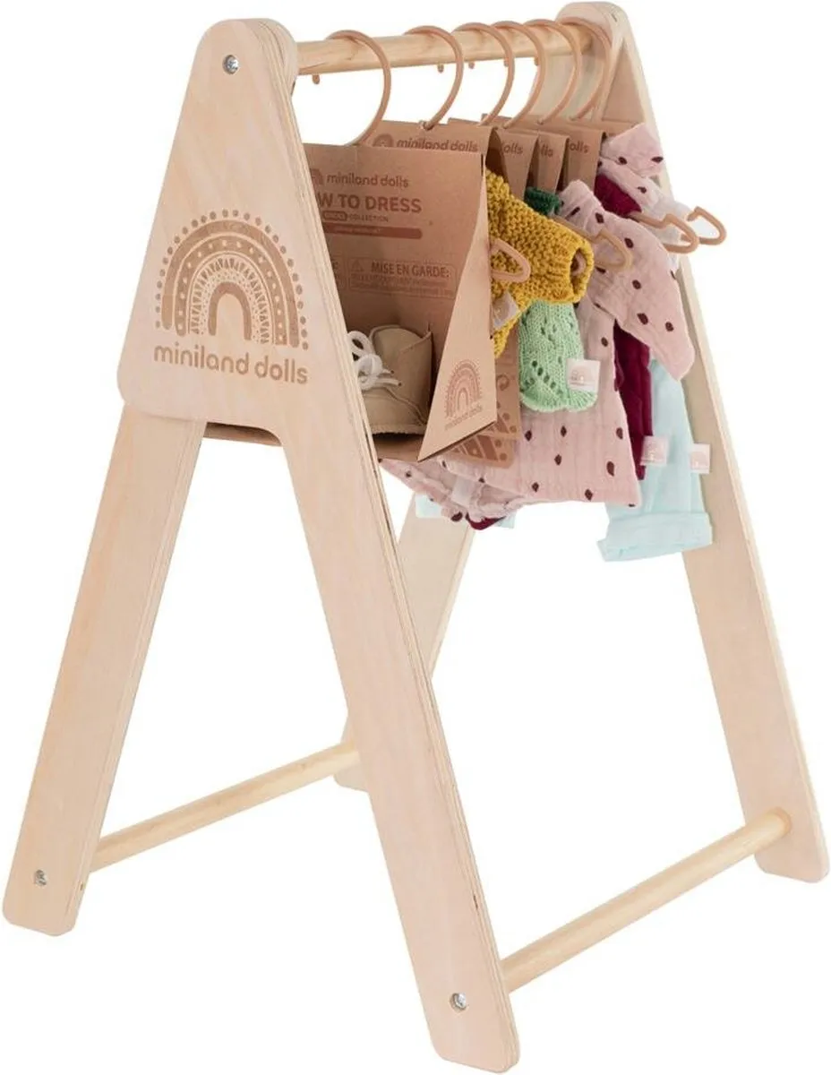 Miniland Houten Kledingrek Poppenkleding Multicolor