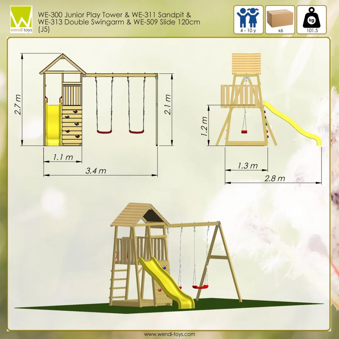Wendi Toys Houten Speeltoren Pinguïn WTJ5 - Bruin/Geel - afbeelding 6 van 6