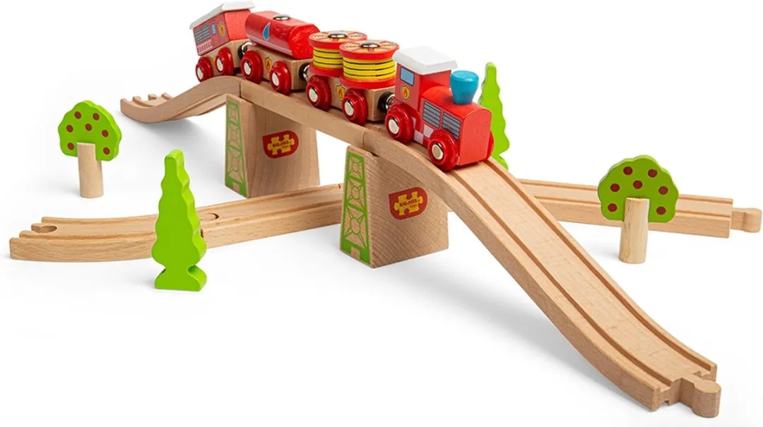 BIGJIGS Rail Brandweer Houten Treinset - 2-delig - Multi