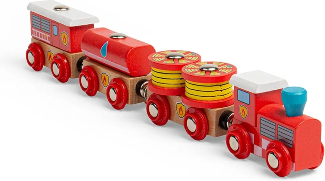 BIGJIGS Rail Brandweer Houten Treinset - 2-delig - Multi