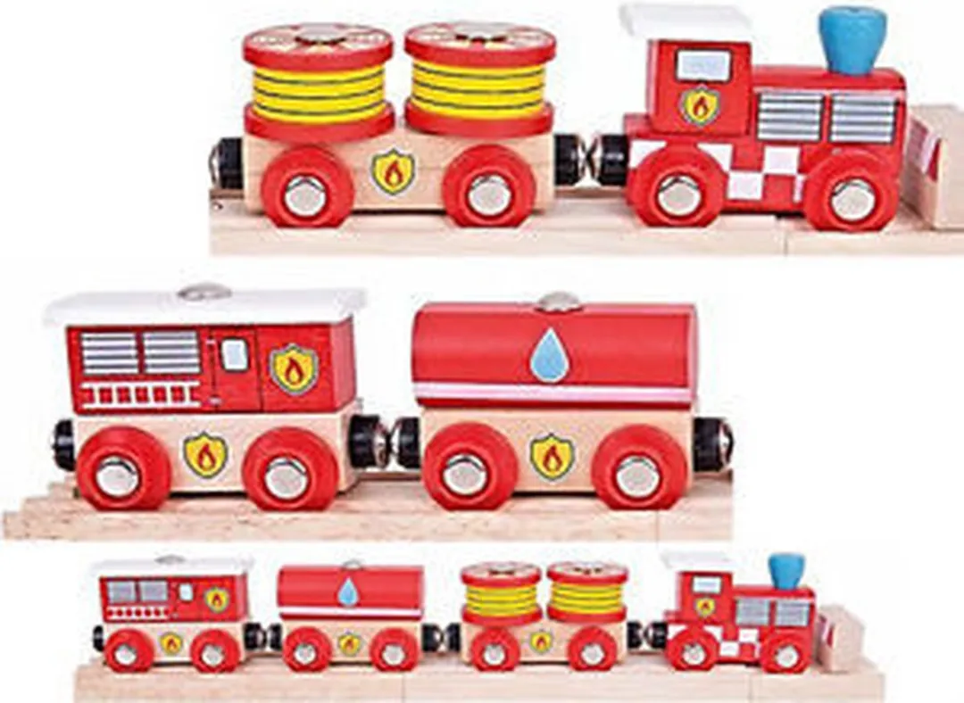 BIGJIGS Rail Brandweer Houten Treinset - 2-delig - Multi