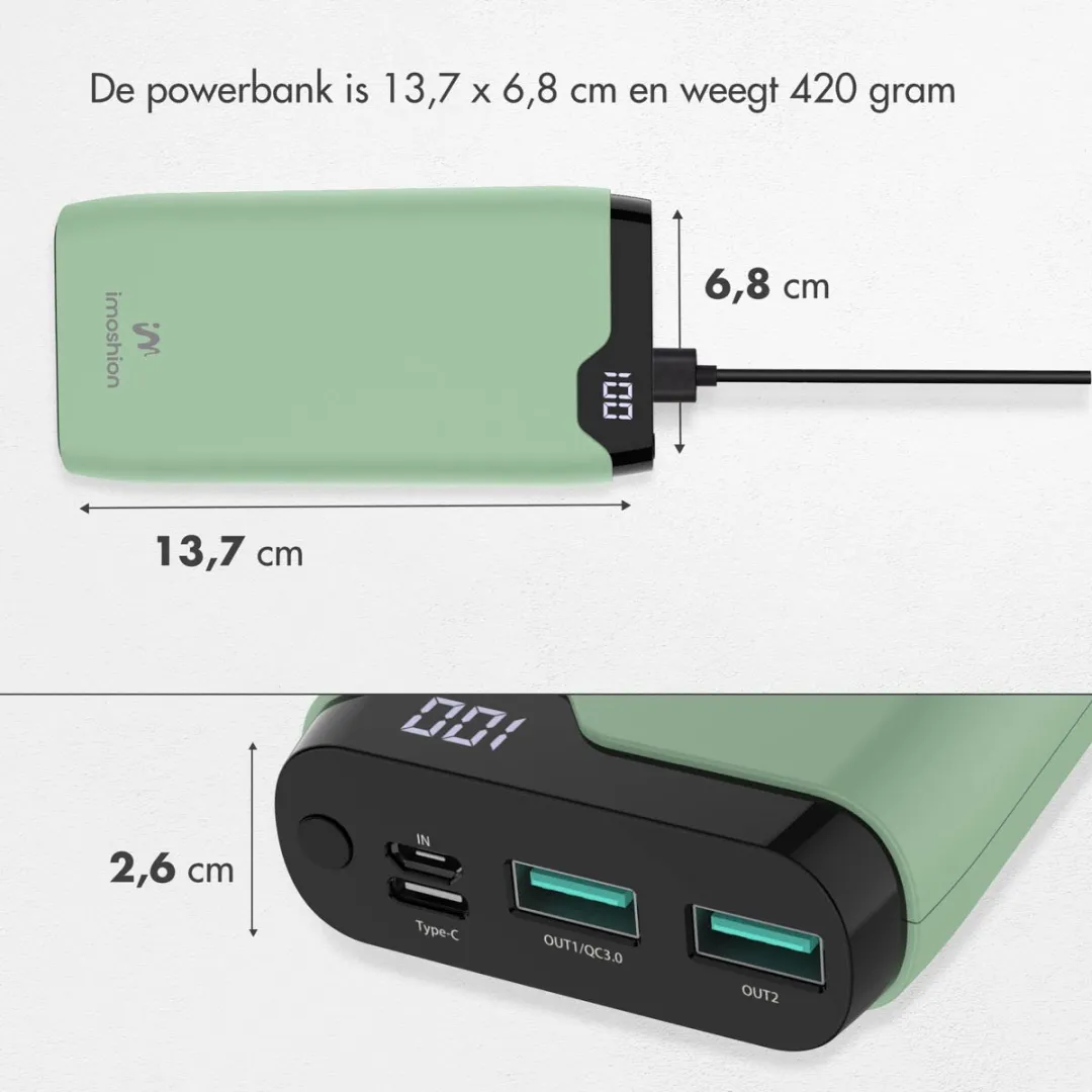 Imoshion Powerbank SH00052313 20000mAh - 22.5W - Lichtgroen - afbeelding 6 van 6