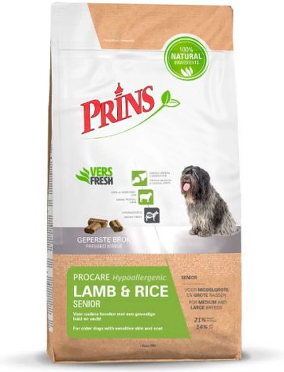 Prins Procare Hypo-Allergic Senior Lam & Rijst Hondenvoer - 2x15kg