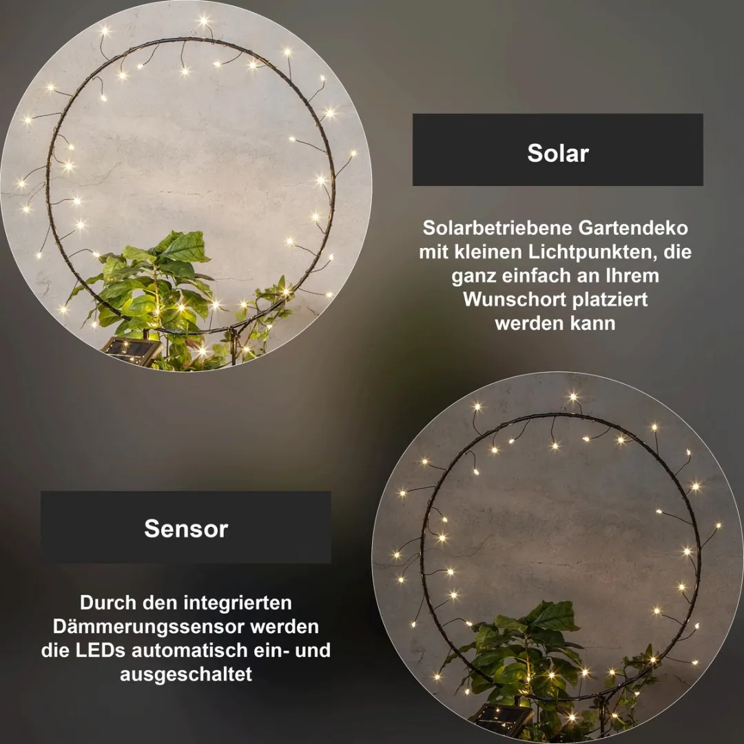 Star Trading Solar Lichtring Barlumi 40 LED - 60cm - Zwart