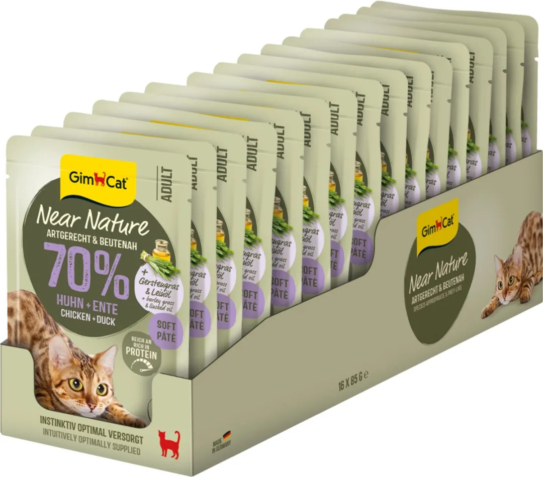 GimCat Kattenvoer Near Nature Kip & Eend - 16 x 85 gr - Voordeelverpakking