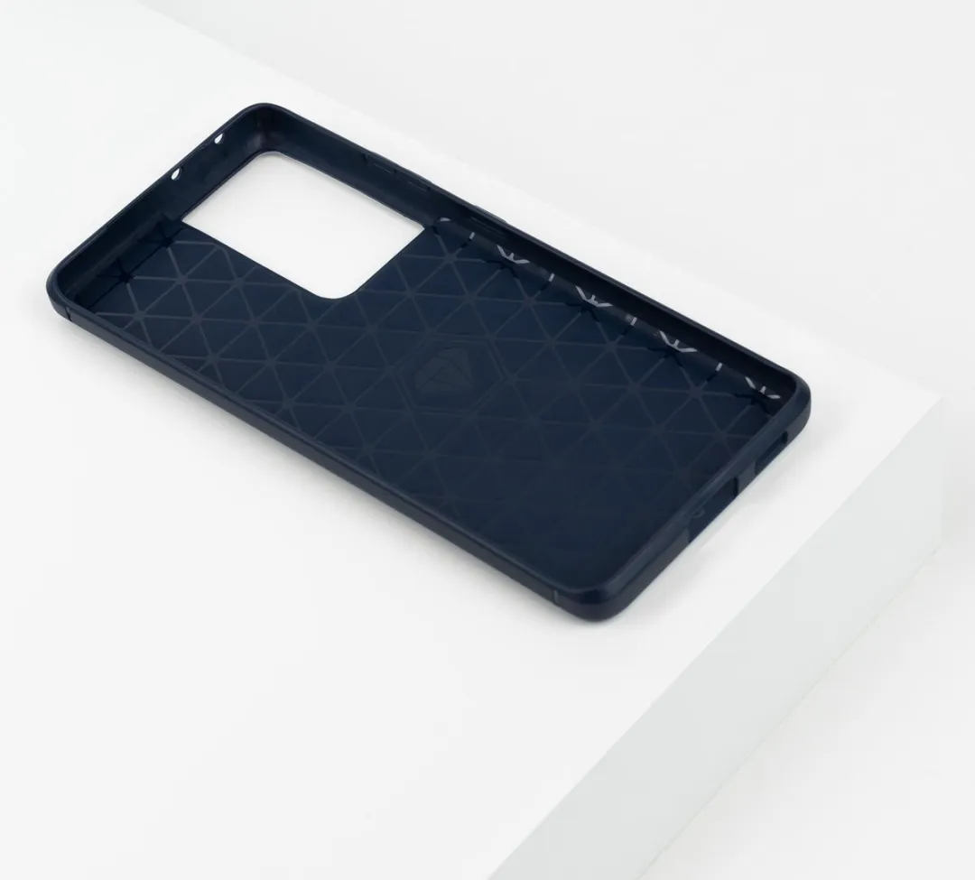 BMAX Carbon Hoesje Samsung Galaxy S21 Ultra - Blauw