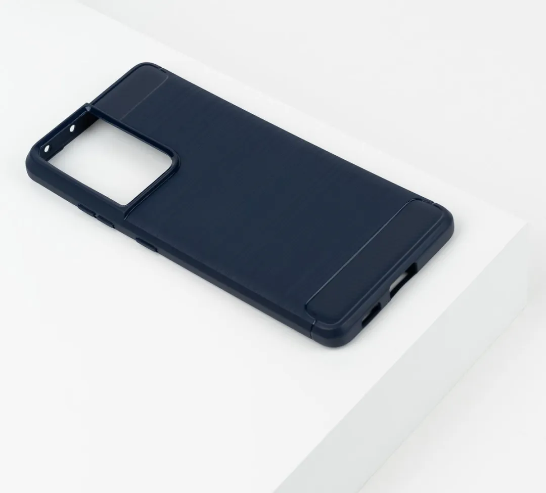 BMAX Carbon Hoesje Samsung Galaxy S21 Ultra - Blauw