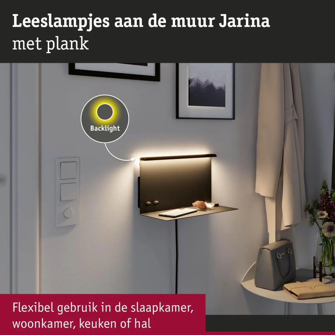 Paulmann Jarina LED Wandlamp 2x400lm USB-C 3000K - Zwart mat