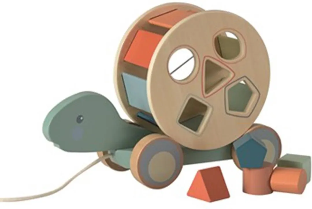 Egmont Toys Houten Trekfiguur Schildpad met Blok