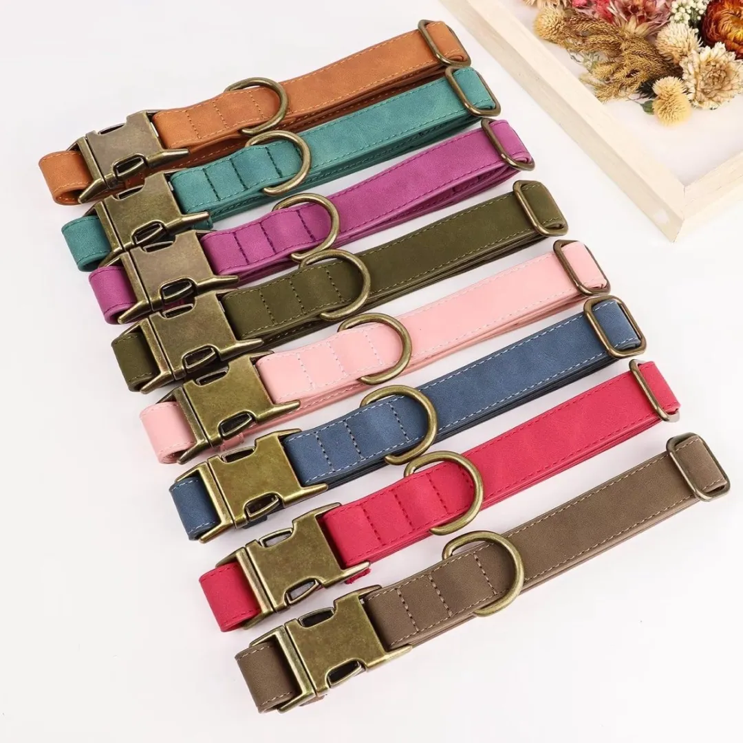 Dierboetiek Leren Halsband - Roestvrijstaal - Bruin - S