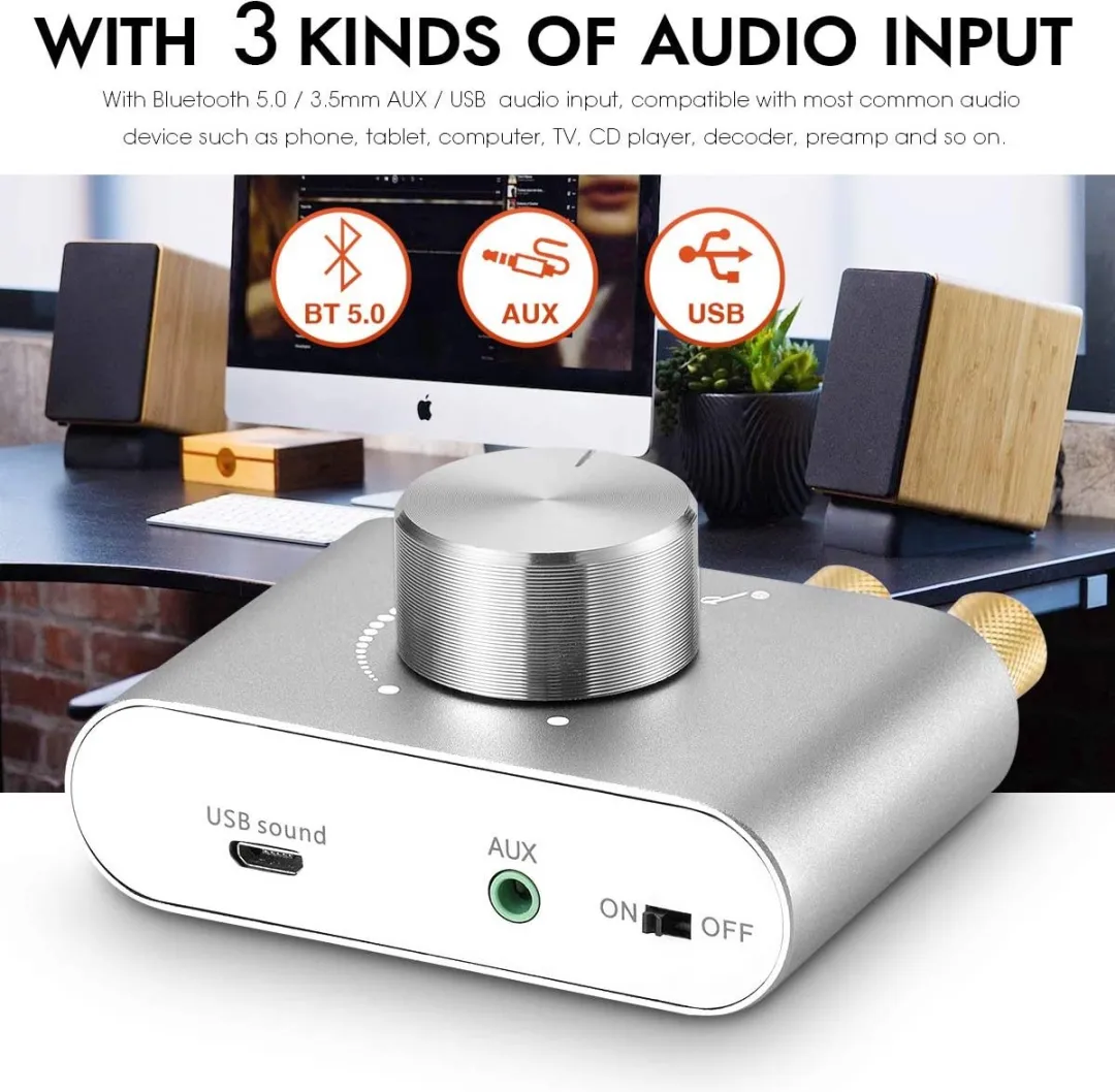 NÖRDIC SGM-175 Digitale Versterker - Bluetooth 5.0 - Zilver