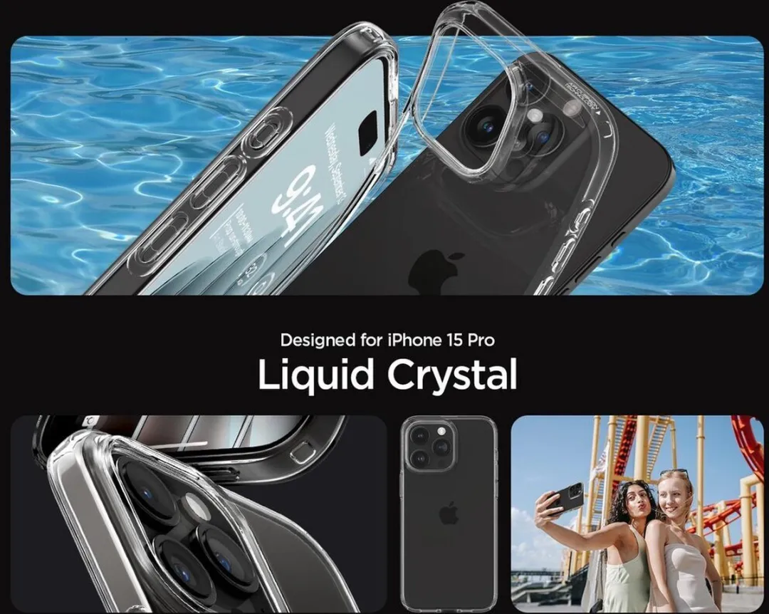 Spigen Liquid Crystal Hoesje iPhone 15 Pro - Transparant Bloesem